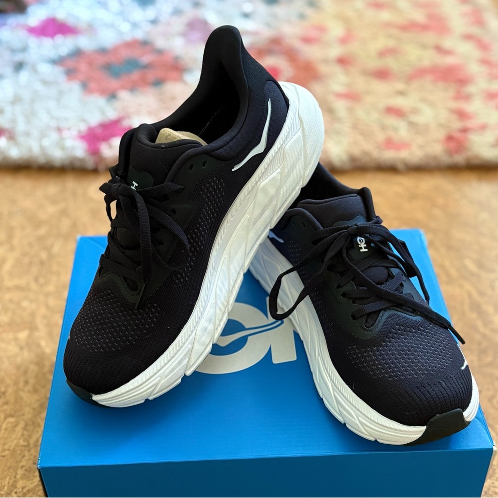 Hoka Black and White Athletic Shoes